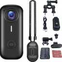 POV Camera, Body Cameras with Audio and Video Recording, Mini Wearable Bodycam Action Camera, Hands-Free Portable Pocket Camcorder Chest Mount for Cycling Motorcycle Hiking with 64GB Card (Black)
