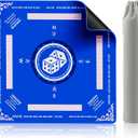 Mahjong Mat Table Cover 32x32 Inch Large American Mahjong Game with Game Rules, Travel Poker Playing Mats Portable cloth bag for 2025 Mahjongg Jongg Fans, Poker, Board Games and Dominoes(Blue)