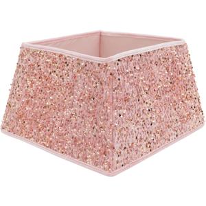 Champagne Gold Christmas Tree Collar with Sparkling Sequins,Christmas Tree Collars for Atificial Trees, 33.5 Inch Christmas Tree Skirt, Xmas Tree Stand Base Cover,Holiday Home Decor Tree Ring(Large)