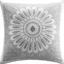 INK+IVY Sofia Mid Century Modern Cotton Square Decorative Pillow Sofa Cushion Lumbar, Back Support, 20"x 20", Medallion Embroidery Grey (20"x20", Sofia Medallion Grey)