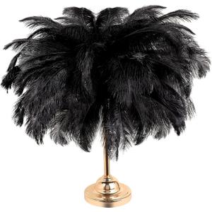 Retrowavy 30 Pcs 14-16 Inches Large Natural Ostrich Feathers Bulk for Centerpieces for Wedding Party Centerpieces Home Decoration Flower Arrangement (Black)