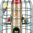 Kingsyard Caged Bird Feeder for Outdoor Hanging - Upgraded Metal Bird Feeder for Small Birds, Detachable Tube Feeder with 4 Feeding Ports & Perches, Easy to Clean & Refill, Green
