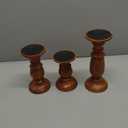 EDHAS Natural Round Turned Candle Holders for Pillar Candles Set of 3 Vintage Style Mango Wood Candle Holder for Centerpiece for Dining, Living Room