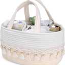 Diaper Caddy Organizer, Stylish Nursery Storage Basket, Baby Shower Basket with Tassel Decorative Appearance, Portable Storage Basket Suitable for Family and Car Travel