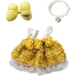 17cm Doll Clothes Set & Outfit Set for 17cm Dolls - Premium Fashion Dresses with Accessories, Luxury Chic Doll Clothing & Style Bundle Flower Yellow