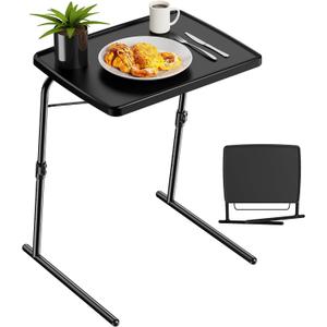 Max TV Tray Table, Allpop Adjustable Large TV Tray for Eating, Folding Dinner Laptop Table on Couch & Bed with 6 Heights & 3 Tilt Angles, Black