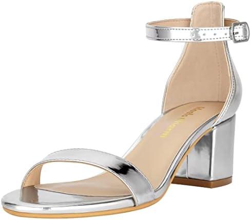 Women's Strappy Chunky Block Low Heeled Sandals 2 Inch Open Toe Ankle Strap High Heel Dress Sandals Daily Work Party Shoes 7.5M