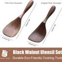 Black Walnut Wooden Cooking Spoons Set - 1 Flat + 1 Angled Rice Scooper, Durable & Eco-Friendly for Cooking & Serving - Perfect for Kitchen Enthusiasts and Gourmet Lovers