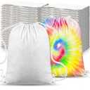 Abbylike 150 Pcs Tie Dye Cotton Drawstring Bag Bulk Sublimation Blank Backpack Canvas Drawstring Tote Bag Items to Tie Dye(X-Large)