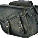 Dream Apparel Naked Cowhide Leather Motorcycle Saddle Bags Throw Over Saddlebags, Motorcycle Side Bags for Honda Shadow Sportster Softail Dyna V-star (Distressed Brown, No Studs)