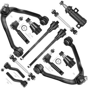 4WD Front Upper Control Arms w/Ball Joints Tie Rods Suspension Kit for 1999-2006 Chevy Avalanche Suburban Silverado 1500 Tahoe, GMC Sierra 1500 Yukon, 2000-2006 Cadillac Escalade (13pc Set)