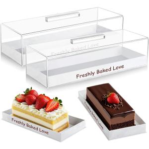 2 Pcs Rectangular Serving Tray with Lid,Elegant Dessert Display Stands, Rectangular Serving Tray for Kitchen, Party, Charcuterie,Cheese Board, Baking Gifts