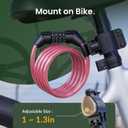 Titanker Bike Lock Cable, 4 Feet Bike Cable Lock Basic Self Coiling Kids Bike Lock Combination with Complimentary Mounting Bracket, 5/16 Inch Diameter (4FT, Pink-8mm)