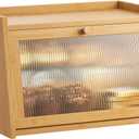 GHWIE Large Bread Box, Easy Access & Cleaning - Bamboo Bread Box for Kitchen Countertop with Acrylic Door (Natural, Medium)