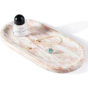 Koville Norway Natural Marble Tray, 12"x6" Vanity Decorative Tray for Countertop, Catchall Tray for Perfume, Candles, Jewelry Dish (Rosso Norvegian)