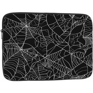 Laptop Sleeve Bag 15.4 15.6 Inch,Halloween Spider Web Black and White Protective Polyester Computer Cases Laptop Cover Briefcase Bag Tablet Travel Cover LPS-025, 15 Inch