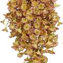 4 Pcs Artificial Hanging Flowers for Outdoors Fall Morning Glory Artificial Flower Autumn Decoration Yellow Faux Flowers for Outdoor Planters Front Door Porch Patio Yard Decor