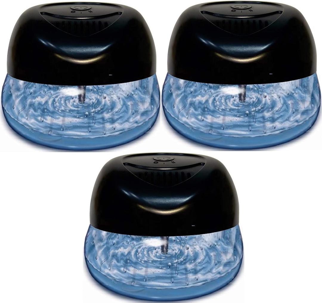 Bluonics Fresh Aire 3-Pack Water Air Washer, Air Revitalizer & Freshener with Night Light 7 LED Changing Colors & White Noise