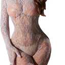 Avidlove Sexy Rave Bodysuit for Women Fishnet Bodysuit for Party Club Lace Leopard Jumpsuit Mesh Rave Outfits