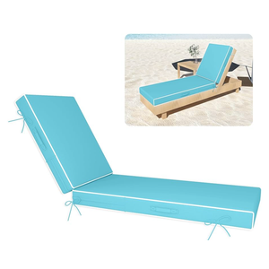 80 x 26in Chaise Lounge Cushions Outdoor Furniture Set of 2 Olefin Patio Pool Lounge Chair Cushions 4'' Waterproof Outdoor Double Weather Resistant Detachable Chaise Cushion Light Blue