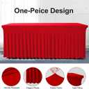 BDDC Table Skirts for Rectangle Tables 6ft - 2 Pack One-Piece Red Tablecloths and Skirt, Wrinkle Resistant Ruffles Elastic Cover for Banquets, Weddings, Events, Parties