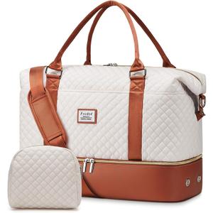 Travel Weekender Duffle Bags for Women: Overnight Bags with Shoe Compartment Large Carry on Weekend Bag with Toiletry & Wet Pocket Tote Duffel Bag Hospital Bag for Women Labor Delivery Begie Brown (1-Begie Brown)