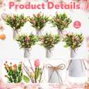 Riceshoot 6 Sets Spring Easter Table Centerpiece Decor 12 Easter Artificial Flower Picks with 6 Metal Pots 12 Eucalyptus Egg Stems Twig Branches Sprays with Berries for Home Arrangement(White)