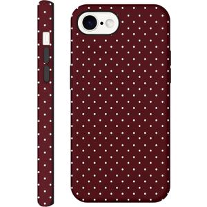 Aesthetic Cases for iPhone 16e, Red Polka Dot Design, Hard Hybrid 2-Layer Cover, Protective Scratch Resistant Shell