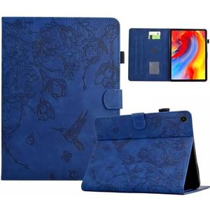 KEROM for Galaxy Tab A9 Plus Case 10 Inch 2024 2023 (SM-X210/X216/X218), Galaxy A9+ Plus Case, Embossed Suede Leather Stand Cover for Galaxy Tab A9+/A9 Plus, Auto Wake/Sleep - Dark Blue Bird Flower