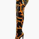 Thigh High Boots For Women Striped Back Zipper Burgundy Zebra Print Over The Knee Sexy Gold White Pointed Toe Cow Print Leopard Magenta Stiletto Heel, Size 40