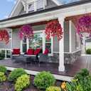Artificial Fake Hanging Hibiscus Flowers Plants Baskets for Outdoor Decor, Faux Silk Hibiscus Long Vines in Planter UV Resistant Realistic Flowers for Outside Porch Patio Home Decoration, Red