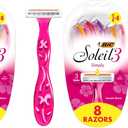 BIC Soleil Simply Smooth Women's Disposable Razors, 3 Blades With Moisture Strip For a Silky Smooth Shave, 8 Piece Razor Set (Pack of 2)