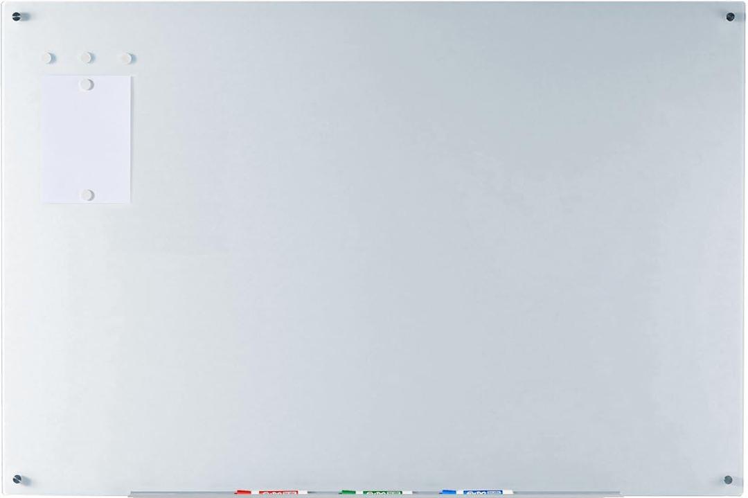 Audio-Visual Direct Magnetic White Glass Dry-Erase Board Set - 5' x 3.4' - Includes Magnets, Hardware & Marker Tray (Standard)