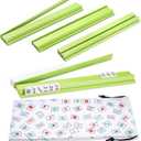 Mahjong Racks with Pushers, Light Green Wooden American Mahjong Tile Pushers and Racks Set of 4, with White Printed Mahjong Racks Drawstring Bag, Mahjong Accessories (19.68 Inches), 19.68" L x 2.55" W x 1.06" H