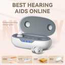 OTC Hearing Aids for Seniors - Hearing Aids with Digital Chips, Supermini Rechargeable Hearing Amplifiers Invisible with 16-Channel Sound Processing 3 Volume and 80H Wireless Charging Case (White)
