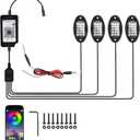 WZP 4 Pods RGB LED Rock Lights, Multicolor Underglow LED Light Kit with APP Control & Music Mode, 12V Waterproof PVC Off Road Lights, Wheel Light for Truck SUV ATV UTV Golf Cart Pickup