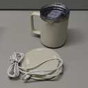 Smart Temperature Control Coffee Mug for Desk, Heated Cup with 10Hrs Auto Shut Off, USB Powered Mug Warmer Set (12oz-Ivory White)