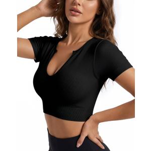 Hybrid & Company Women's Super Comfy Sports Bras Support Crop Top Bralette for Yoga Gym (Black, S)