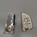 For BMW Key Fob Cover with Keychain for 2 5 6 7 Series X1 X2 X3 X5 X6 X7 Premium Soft TPU Key Fob Holder(Gold-White)
