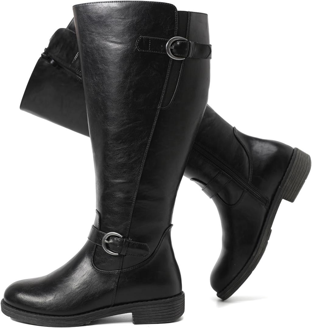 Luoika Women's Extra Wide Calf Cowboy Knee High Boots (Black 706) 8X-Wide