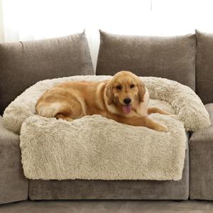 Calming Dog Bed Fluffy Plush Dog Mat for Furniture Protector with Removable Washable Cover for Large Medium Small Dogs and Cats (Extra Large (53x39.3x6), Beige) Calming Dog Bed Fluffy Plush Dog Mat for Furniture Protector with Removable Washable Cover for Large Medium Small Dogs and Cats (Extra Large (53x39.3x6), Beige)