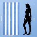 GABAO Large Beach Towel Oversized - 70x35 Inch Cotton Thick Quick Dry Absorbent Soft Plush Striped for Adults Women Men Swimming Pool Travel Towels (Blue)