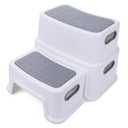 Toddler Step Stool,2 Step Stools for Kids with Anti-Slip Surface and Rubber Bottom, Kids Step Stool Poop Stool for Toilet Potty Training, Bathroom, Kitchen(Include 1 Dino) (Gray)