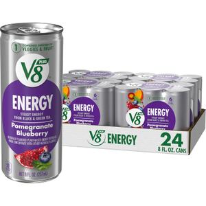 V8 +Energy Pomegranate Blueberry Juice Energy Drink, 8 fl oz Can (24 Pack) (8 Fl Oz (Pack of 24))