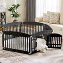 Sweetcrispy Plastic Dog Playpen, 6 Panels 24" Expandable & Durable Pet Fence for Medium Dogs - Indoor & Outdoor Portable Puppy Playpen with Secure Locking Door, Black
