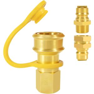 3/4 inch Natural Gas Quick Connect Fittings, 3/4 Male and Female Natural Gas Quick Connect, Brass Material, Suit for Generators, Gas Grills, Fire Pits, Rvs Heaters