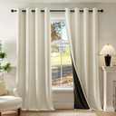 Cream 100% Blackout Curtains 63 Inch Long 2 Panels for Bedroom Living Room Solid Room Darkening Thermal Insulated Soundproof Energy Saving Grommet Top Window Treatment Drapes, 44x63 2 Set
