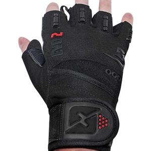 skott Evo 2 Weightlifting Gloves with Integrated Wrist Wrap Support-Double Stitching for Extra Durability-Get Ripped with The Best Body Building Fitness and Exercise Accessories (Large, Black/Black)