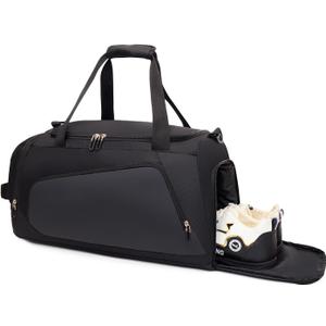 Waterproof Gym Bag with Shoe & Wet Compartment for Men/Women,Sports Duffle Bags for Workout/Fitness/Travel(Black,20"x11"x11")