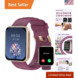 Waterproof Smartwatch for Fitness: Heart Rate and Call Alerts, 1.85" HD Display NAVY